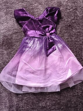 Jona Mitchell Purple Tulle Fit & Flare Dress- Bow, Glitter Girls Size:2T